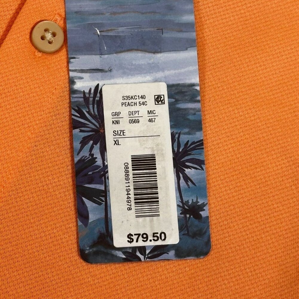 NWT Caribbean Men's Peach Button-Down Shirt XL 57% Cotton 43% Polyester Dillards - Picture 6 of 7